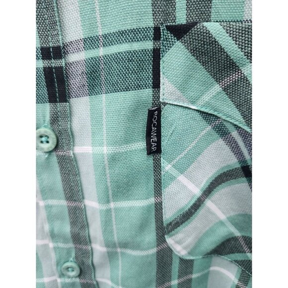 Rocawear Mens Green Plaid Button-Up Shirt 3XB Short Sleeve Cotton Blend Classic - Picture 6 of 7